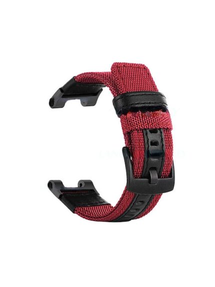 For Amazfit T-Rex / T-Rex Pro / Ares Leather Nylon Watch Band (Red)