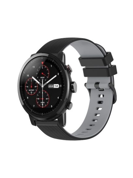 Για Amazfit Stratos 22mm καρό λουράκι ρολογιού σιλικόνης δύο χρωμάτων (Μαύρο+Γκρι)Για το Amazfit GTR 3   Για το Amazfit GTR 3 Pro   Για το Amazfit GTR 2e   Για το Amazfit GTR 2   Για το Amazfit 3   Για Amazfit GTR 47 χλστ   Για το Amazfit Pace   Για το Am