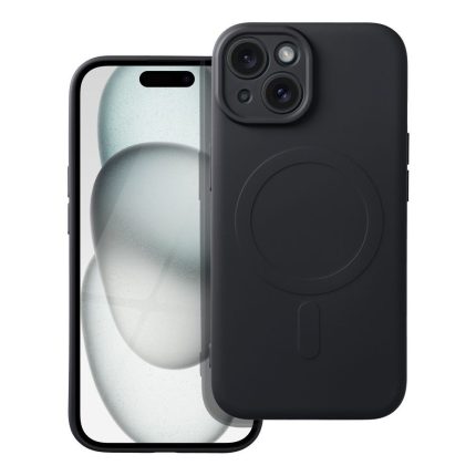 Silicone Mag Cover συμβατό με MagSafe για IPHONE 15 μαύρο