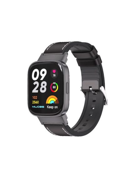 Για Redmi Watch 3 Mijobs TPU Leather Band (Μαύρο)