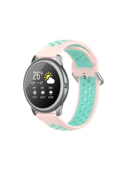 For Xiaomi Haylou Solar LS05 Two-tone Silicone Watch Band, Size: 22mm(Light Pink Teal)