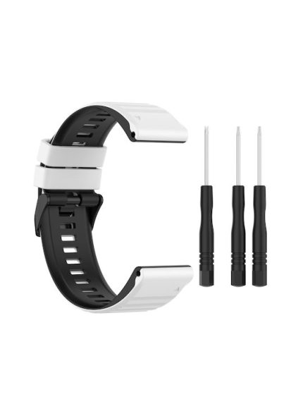 For Garmin Fenix 7 26mm Two-color Silicone Watch Band   (White / Black)