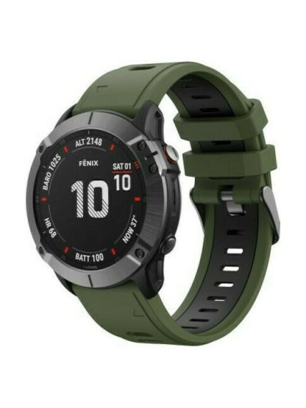 Λουράκι Σιλικόνης Army Green / Black (Fenix 6 / 6 Pro / 7)