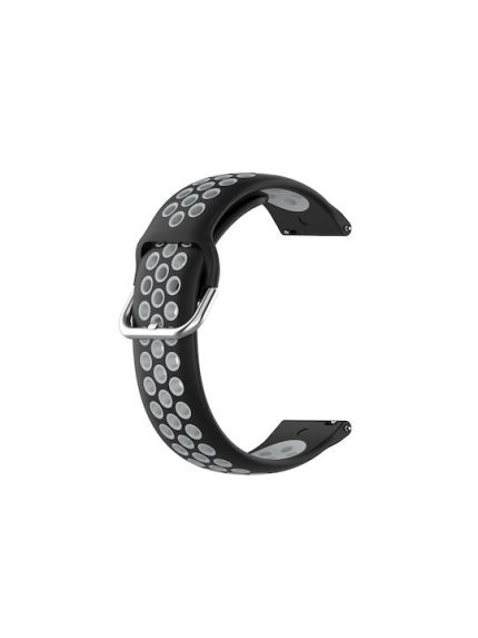 Breathable Silver Buckle Λουράκι Σιλικόνης Black / Grey (Huawei Watch 3 / Huawei Watch GT 2 Pro)