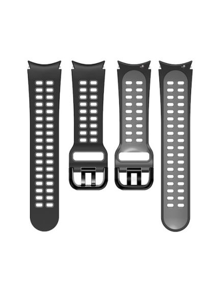 Για Samsung Galaxy Watch4 40mm / 44mm με οπή διπλής σειράς Ζάντα σιλικόνης δύο χρωμάτων (Μαύρο γκρι)