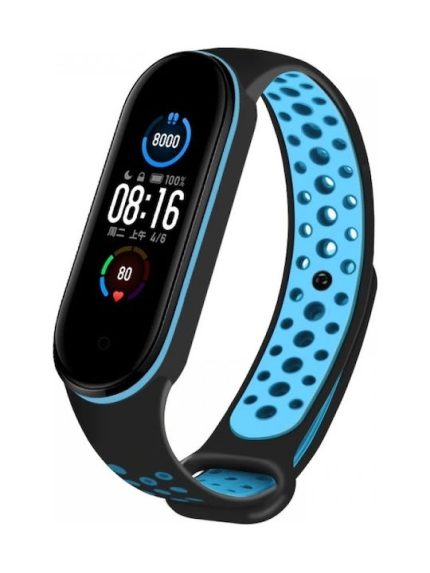 Two Tone Breathable Λουράκι Σιλικόνης Black / Blue (Mi Smart Band 5/Mi Smart Band 6)