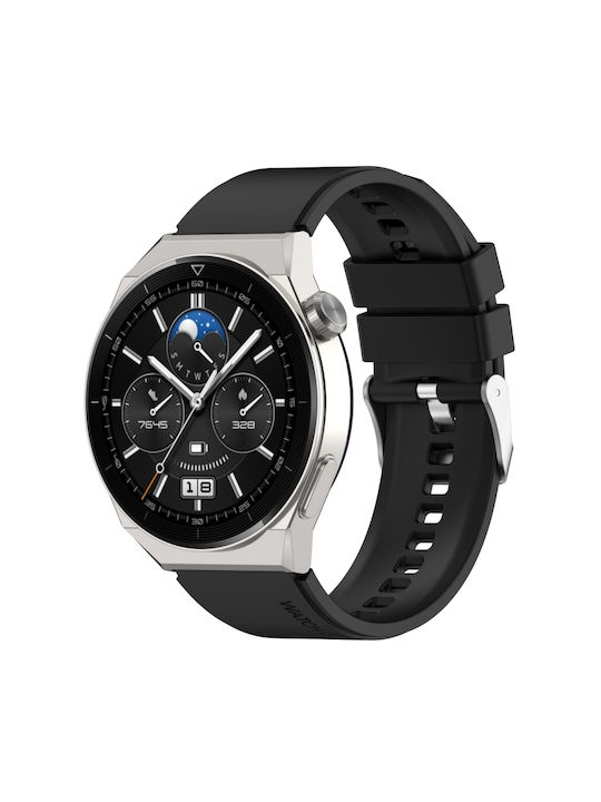 af23a079-d08b-4432-9652-c4154e7a9763_0-1.jpg For Honor Magic Watch 2 Προεξέχον κεφαλή 42mm 20mm λουράκι σιλικόνης Ασημένια πόρπη (Μαύρη) - Image 1