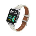 Για Xiaomi Redmi Watch 2 Γνήσια δερμάτινη μεταλλική θήκη Ενσωματωμένη ζώνη ρολογιού (Ζεστή λευκή+ασημί θήκη)