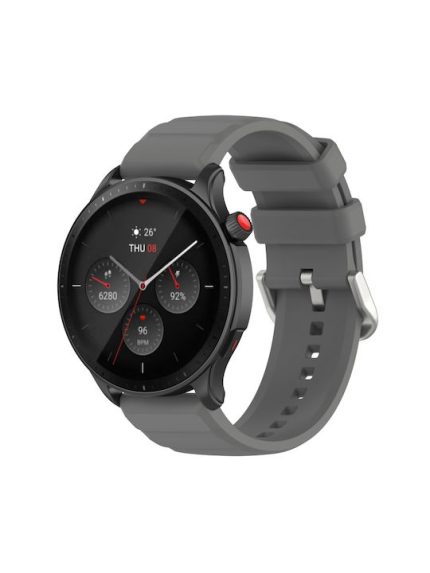 Για Amazfit GTR 4 22mm Silicone Watch Band (Dark Grey)