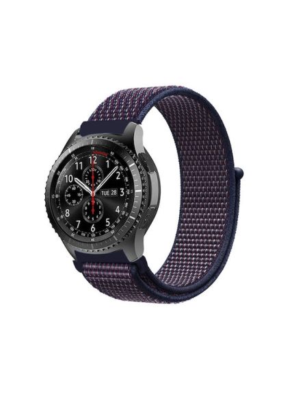 For Samsung Galaxy Watch 42mm Nylon Braided Watch Band   (ΜΠΛΕ / ΚΟΚΚΙΝΟ )