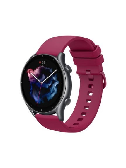 22mm Για το Amazfit GTR 3 Pro Amazfit GTR 3  Amazfit GTR 2e Amazfit GTR 2 Amazfit 3 Amazfit GTR 47mm Amazfit Pace Amazfit Stratos Amazfit 2 Stratos  μονόχρωμο λουράκι ρολογιού σιλικόνης (κόκκινο κρασί)