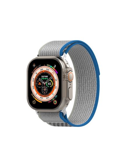 Διπλό έγχρωμο Nylon Hook and Loop Fastener Band Watch for Apple Watch Series 8&7 41mm / SE 2&6&SE&5&4 40mm / 3&2&1 38mm (Blue+Grey)