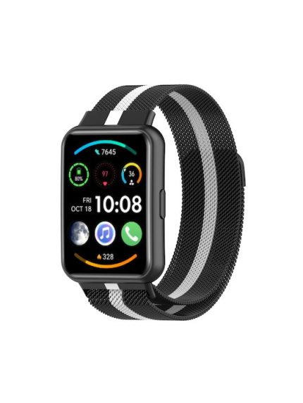 Για Huawei Watch Fit 2 Milan Μαγνητικό λουράκι από ανοξείδωτο ατσάλι (μαύρο λευκό)