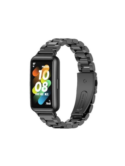 Για Huawei Band 7 / 7 NFC MIJOBS Μεταλλικό λουράκι από ανοξείδωτο χάλυβα τριών σφαιριδίων (Μαύρο)
