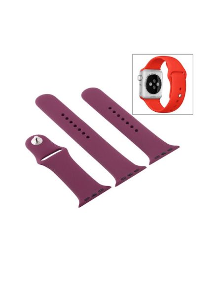 Για Apple Watch Series 8&7 41mm / SE 2&6&SE&5&4 40mm / 3&2&1 38mm Υψηλής απόδοσης συνηθισμένο & μακρύτερο ελαστικό αθλητικό λουράκι ρολογιού με κλείσιμο με καρφίτσα (βιολετί)