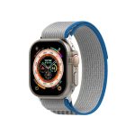 Διπλό έγχρωμο Nylon Hook and Loop Fastener Band Watch For Apple Watch Series 8&7 45mm / SE 2&6&SE&5&4 44mm / 3&2&1 42mm (Blue+Grey)