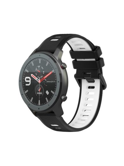 Για Amazfit GTR 47 χιλιοστά Αθλητικό λουράκι ρολογιών σιλικόνης δύο χρωμάτων 22 χιλιοστών (Μαύρο+Λευκό)Για το Amazfit GTR 4   Για το Amazfit GTR 4 Pro   Για το Amazfit GTR 3   Για το Amazfit GTR 3 Pro   Για το Amazfit GTR 2e   Για το Amazfit GTR 2   Για τ