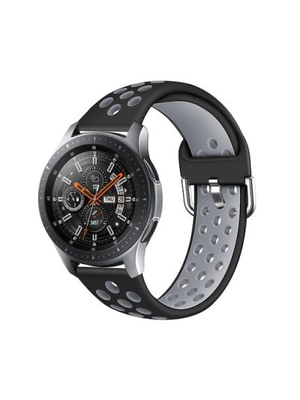 For Galaxy Watch 46 / S3 / Huawei Watch GT 1 / 2 22mm Smart Watch Silicone Double Color Watch Band, Size:L(Black Grey)