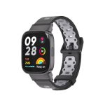 For Xiaomi Mi Watch Lite 3  Mijobs Square Hole Breathable TPU Watch Band (Μαύρο Γκρι)