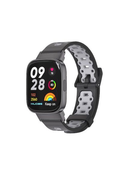 For Xiaomi Mi Watch Lite 3  Mijobs Square Hole Breathable TPU Watch Band (Μαύρο Γκρι)