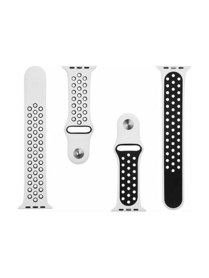 Tactical 174 Double Silicone Band for Apple iWatch 1/2/3/4/5/6/7/8/SE 42/44/45mm White/Black