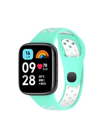 Xiaomi For Redmi Watch 3 Active Two Color Silicone Watch Band (ΠΡΑΣΙΝΟ + ΑΣΠΡΟ )