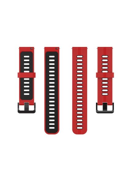 For Huawei Watch GT 3 46mm 22mm Two-color Stripe Silicone Watch Band ( ΚΟΚΚΙΝΟ + ΜΑΥΡΟ )
