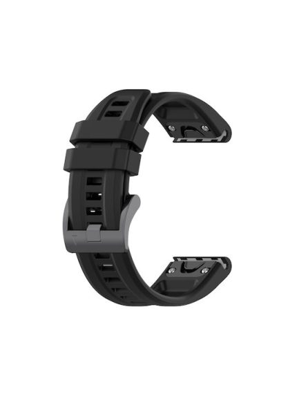 For Garmin Fenix 5X Plus 26mm Silicone Sport Pure Color Watch Band(Black)