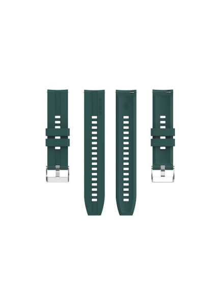 For Huawei Watch GT 2 42mm Silicone Watch Band with Silver Buckle(Dark Green)