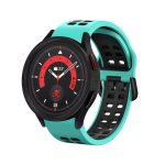 Για Samsung Galaxy Watch 5 40mm 20mm λουράκι ρολογιού σιλικόνης δύο χρωμάτων (ΤΙΡΚΟΥΑΖ+ΜΑΥΡΟ)