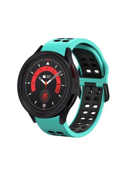 Για Samsung Galaxy Watch 5 40mm 20mm λουράκι ρολογιού σιλικόνης δύο χρωμάτων (ΤΙΡΚΟΥΑΖ+ΜΑΥΡΟ)