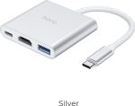 Hoco HB14 Easy use USB-C Docking Station με HDMI 4K PD Ασημί - Image 2