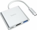 Hoco HB14 Easy use USB-C Docking Station με HDMI 4K PD Ασημί - Image 4