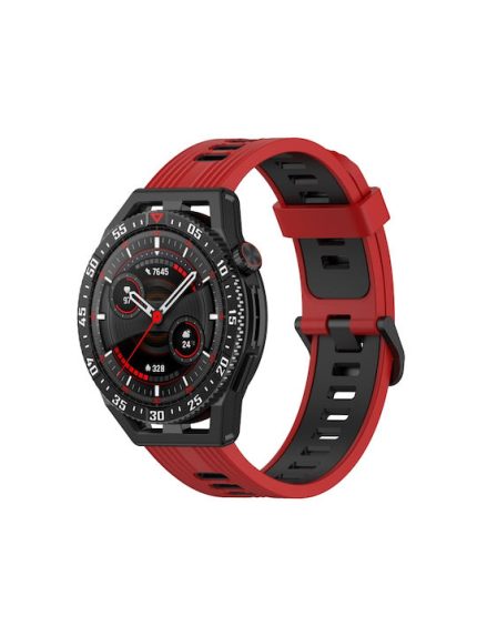 Για Huawei Watch GT 3 SE 22mm Ζώνη ρολογιών σιλικόνης δύο χρωμάτων (κόκκινο μαύρο) Συμβατά μοντέλα: Samsung Galaxy Watch3 45mm / Samsung Galaxy Watch3 46mm / Samsung Gear S3 Classic / Samsung Gear S3 Frontier / Huawei Watch GT3 SE / Huawei Watch Buds / Hu