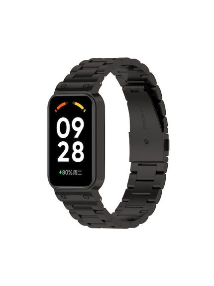 For Redmi Band 2 Three-bead Steel Watch Band(Black)
