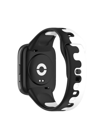 For Redmi Watch 3 Active  Stitching Two Color Silicone Watch Band   (ΑΣΠΡΟ + ΜΑΥΡΟ )