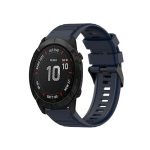 For Garmin Fenix 6X Sapphire 26mm Horizontal Texture Silicone Watch Band with Removal Tool  (Navy Blue)