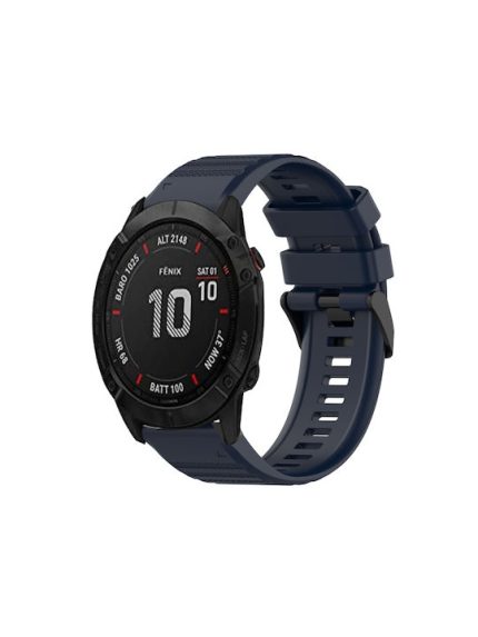 For Garmin Fenix 6X Sapphire 26mm Horizontal Texture Silicone Watch Band with Removal Tool  (Navy Blue)