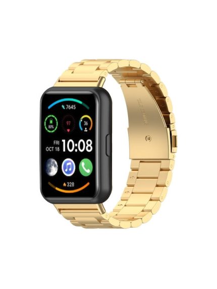 For Huawei Watch Fit 2 Three-bead Metal Stainless Steel Watch Band (ΧΡΥΣΟ)