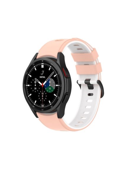 Για Samsung Galaxy Watch5 Pro 45mm/5 44mm/5 Ζάντα ρολογιού με λουράκι σιλικόνης δύο χρωμάτων (ροζ λευκό) 40mm
