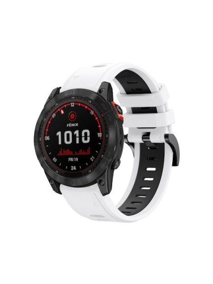 Για Garmin Fenix ​​7X 26mm δίχρωμη ΛΟΥΡΑΚΙ σιλικόνης (ΜΑΥΡΟ+ΛΕΥΚΟ) Εφαρμόζεται μοντέλα: κατάλληλο για Garmin Fenix7X, Fenix ​​7X Solar, TACTIX 7/ 7 Pro, TACTIX DELTA, Enduro, VERTIX2, Fenix ​​6X , Fenix ​​6X Pro, Fenix ​​6X Sapphire GPS,