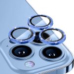 ENKAY Glitter Rear Lens Aluminium Alloy Tempered Glass Film For iPhone 14 Pro / 14 Pro Max(Blue)