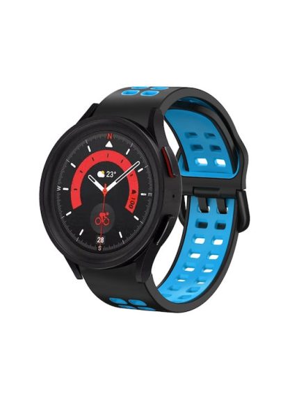 Για Samsung Galaxy Watch 5 40mm 20mm  λουράκι ρολογιού σιλικόνης δύο χρωμάτων (ΜΠΛΕ+ΜΑΥΡΟ)