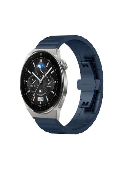 For Huawei Watch GT 3 Pro 46mm 22mm One Bead Butterfly Buckle Metal Steel Watch Band  ΜΠΛΕ