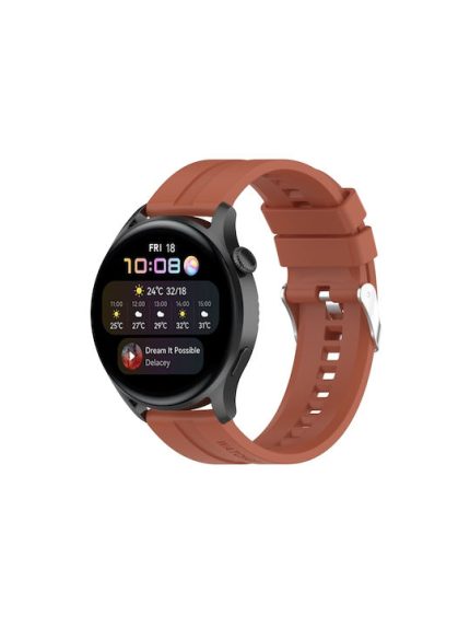 Λουράκι Silicone Silver Buckle Huawei Watch 3 / 3 Pro / GT2 / GT3 (46mm) / GTR 47 - Terracota Brown