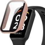 For Redmi Band 2 PC+ Tempered Film Integrated Watch Protective Case (Pink)