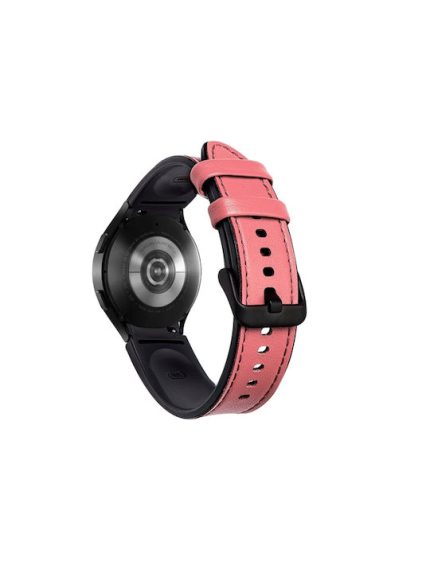For Samsung Galaxy Watch5 Pro 45mm/5 44mm/5 40mm Silicone + Leather Black Buckle Watch Band(Pink)