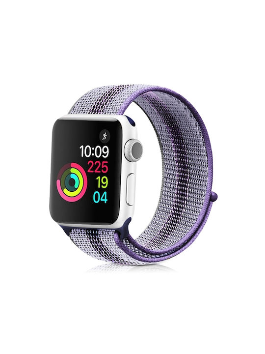 d7f29022-ae34-4486-97cb-e1cada075710_0.jpg Για Apple Watch Ultra 49mm / Series 8&7 45mm / SE 2&6&SE&5&4 44mm / 3&2&1 42mm Nylon Loop Watch Band (Striped Blue) - Image 1