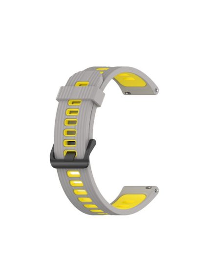 Για Samsung Galaxy Watch4/Active2 Ζώνη ρολογιών σιλικόνης δύο χρωμάτων 20 mm (Γκρι κίτρινο)