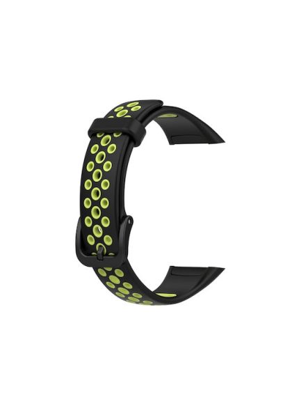Για Huawei Band 6 / Honor Band 6 Universal δίχρωμη αναπνεύσιμη ζώνη ρολογιών σιλικόνης (Μαύρο πράσινο)